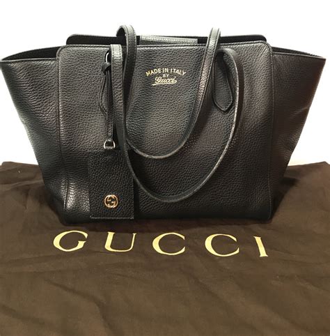 gucci black leather large swing tote|leather shopper tote gucci.